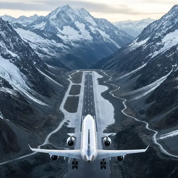 A challenging airport with mountainous terrain